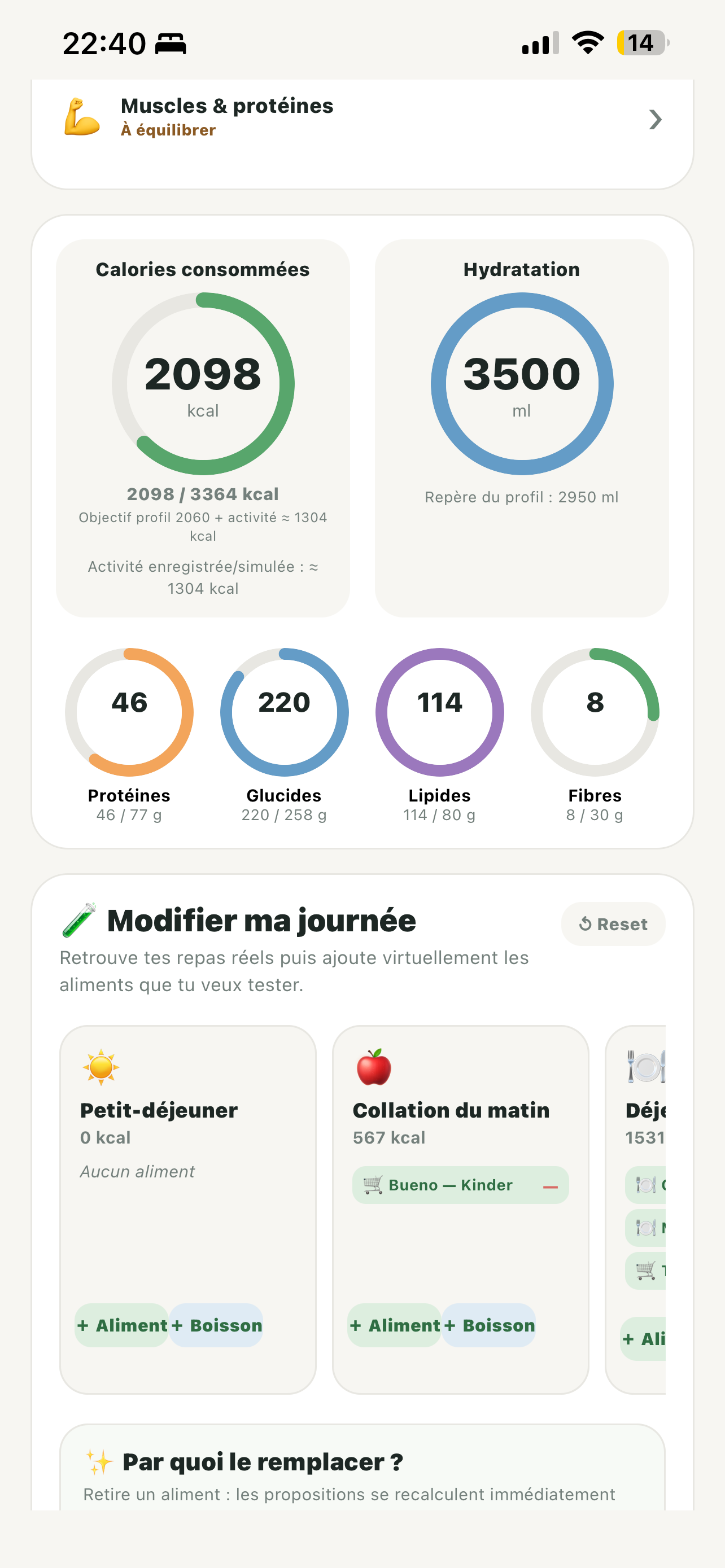 MiamPik — Modifier ma journée